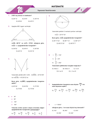 11. Sınıf MATEMATİK - YAPRAK TEST