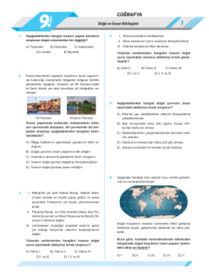 9. Sınıf COĞRAFYA - YAPRAK TEST